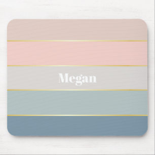 Rosa Blau Gold Custom Summer Color Block Streifen Mousepad