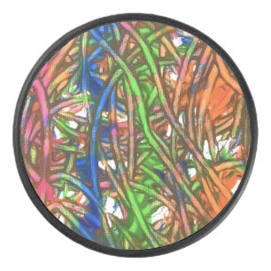 Rosa, Blau, Grün, Orange, Marmorkunst Eishockey Puck