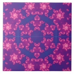 Rosa & Blau Kaleidoskop Gradient Snowflake Fliese