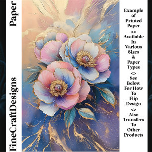 Rosa Blau Lavendel & Gold Pfingstrosen CT4 Bastelp