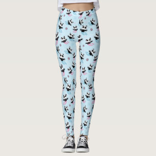 Rosa Blau Panda Bär Meerjungfrau Muster Leggings