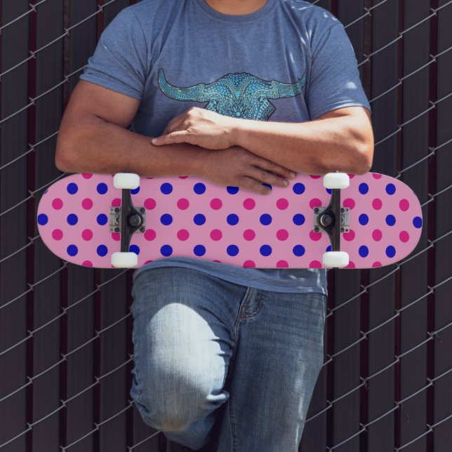 Rosa Blau Rosa Punkte Muster Skateboard (Außenbereich 3)