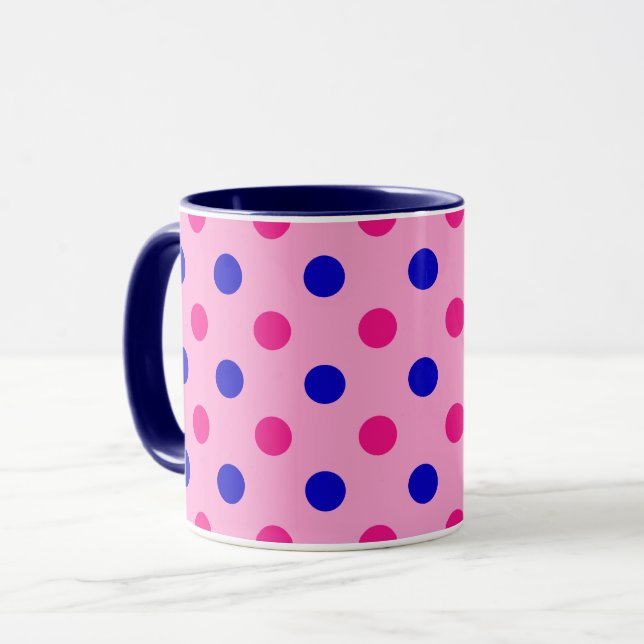 Rosa Blau Rosa Punkte-Muster Tasse (Vorderseite Links)