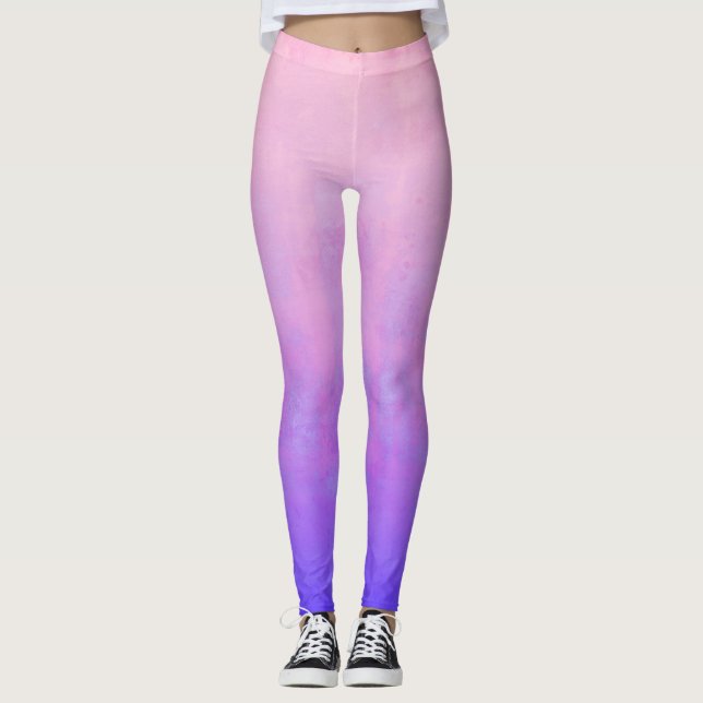 Rosa Blau rustikale ombre Leggings (Vorderseite)