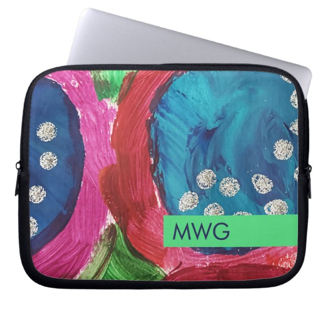 Rosa Blau Silver Mod Monogram iPad Sleeve (Vorderseite)