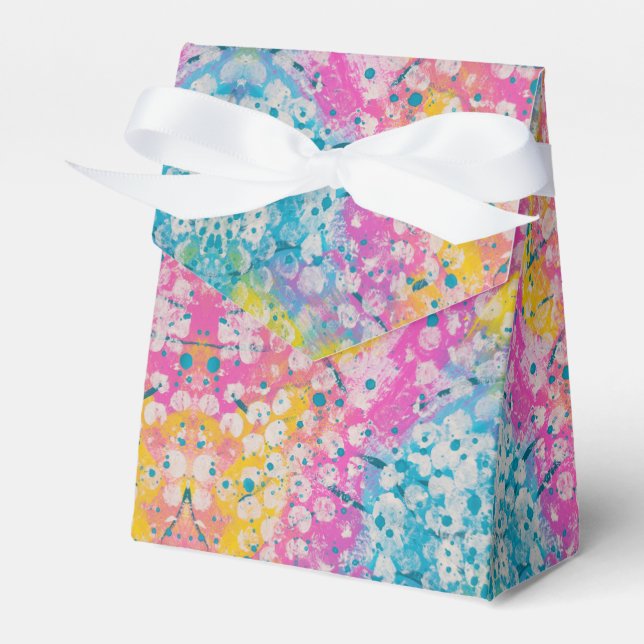 rosa, blau und gelb abstraktes Design Geschenkschachtel (Vorderseite)