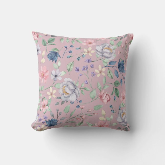 Rosa Blau und Gelb Kissen (Vorderseite)