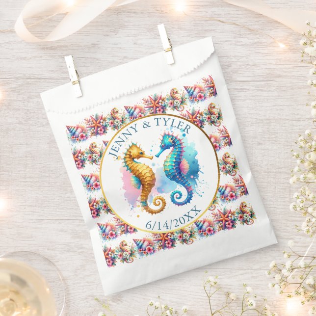 Rosa, blau und goldfarbener Sandstrand Geschenktütchen (Ausgeschnitten)