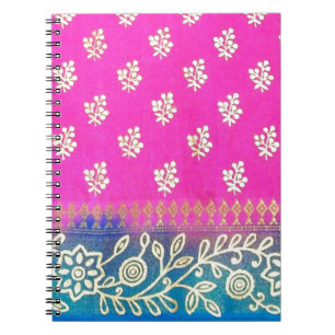 Rosa Blau-und GoldSari-Kunst Notizblock