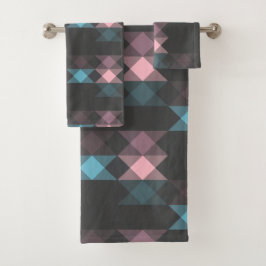 rosa blau und grau geometrisch badhandtuch set