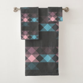 rosa blau und graue geometrische badhandtuch set