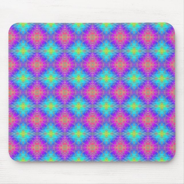 Rosa, Blau und Lila Bokeh Quilt Mousepad (Vorne)