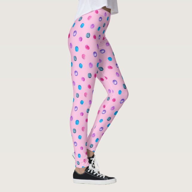 Rosa, blau und Lila Polka Dot Leggings (Rechts)