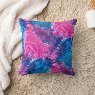 Rosa Blau und Lila Spiral Tie Dye Kissen