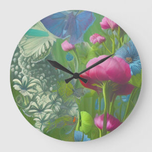 Rosa, blau und weiß große wanduhr