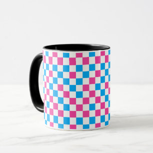 Rosa Blau und Weiß kariertes Muster Tasse