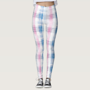 Rosa Blau Weiß Kariert Gestreift Leggings