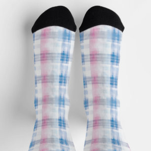 Rosa Blau Weiß Kariert Gestreift Socken