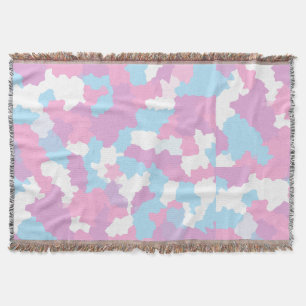 Rosa Blau Weiße Camouflage Abstrakt Decke