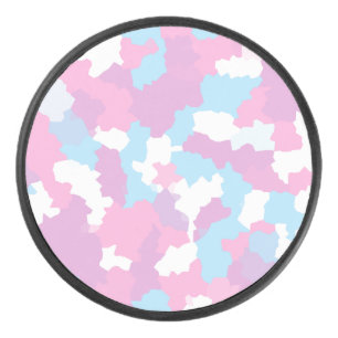 Rosa Blau Weiße Camouflage Abstrakt Eishockey Puck