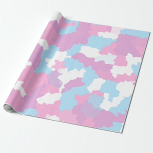 Rosa Blau Weiße Camouflage Abstrakt Geschenkpapier