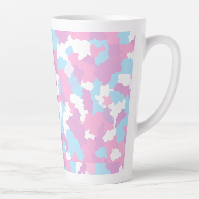 Rosa Blau Weiße Camouflage Abstrakt Milchtasse (Rechts)