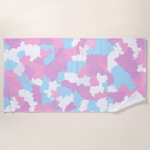 Rosa Blau Weiße Camouflage Abstrakt Strandtuch