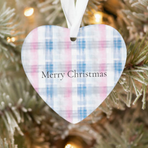 Rosa Blau Weiße Karierte Streifen Weihnachten Ornament