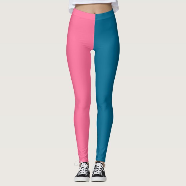Rosa Blau, zwei Farbton gespalten Leggings (Vorderseite)