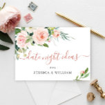 Rosa blaue Blume Brautparty Hinweiskarte<br><div class="desc">Rosa blaue Blume Brautparty Date Night Idea Advice Card.</div>