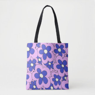 Rosa blaue Blume Tasche