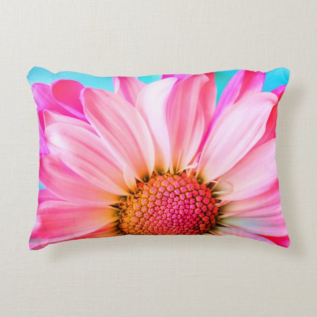 Rosa blaue Blume und Polka-Dot-blaues Wasser Dekokissen (Vorderseite)