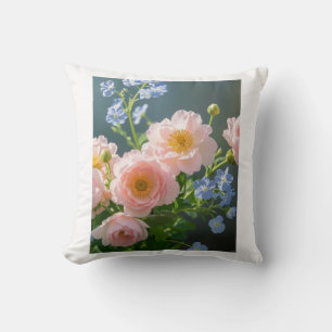 Rosa Blaue delikate Blume Kissen