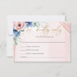 Rosa-blaue Eukalyptus-rsvp-Karte RSVP Karte