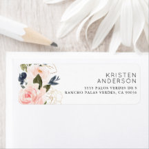 Rosa blaue Flora Wasserfarbe Goldfolie