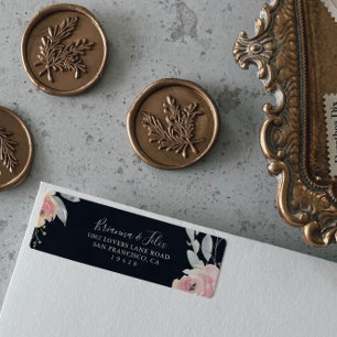 Rosa blaue Floral Rücksendeadresse