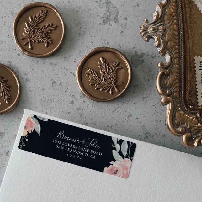 Rosa blaue Floral Rücksendeadresse (Von Creator hochgeladen)