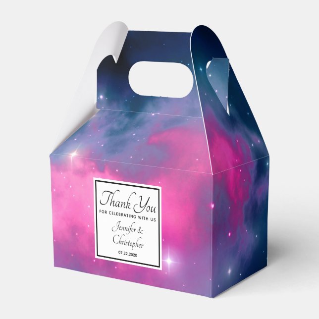 Rosa & blaue Galaxie Nebula & Stars Abstrakt Geschenkschachtel (Vorderseite)