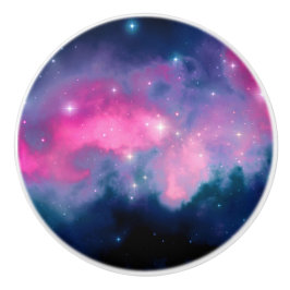 Rosa & blaue Galaxie Nebula & Stars Abstrakt Keramikknauf