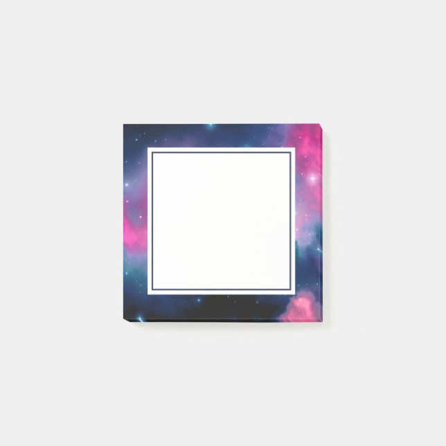 Rosa & blaue Galaxie Nebula & Stars Abstrakt Post-it Klebezettel (Vorderseite)