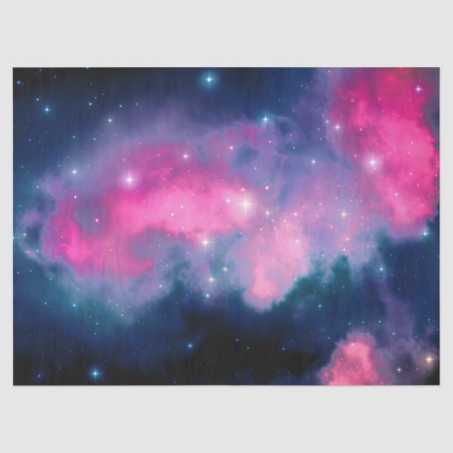 Rosa & blaue Galaxie Nebula & Stars Abstrakt Seidenpapier (Vorderseite)