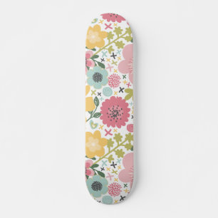 Rosa Blaue gelbe Blumen Moderne Blumenskateboard Skateboard