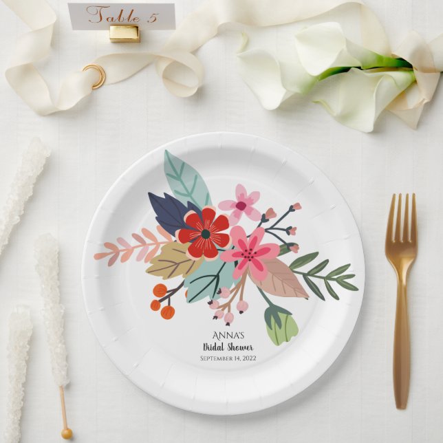 Rosa blaue große Bouquet Sommerliche Blume Pappteller (Hochzeit)