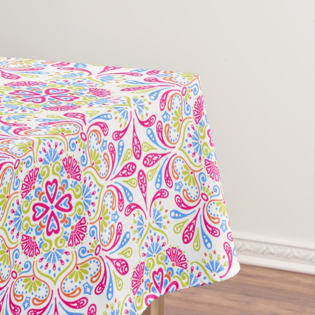 Rosa blaue Kaleidoskopmuster Tischdecke (Beispiel)