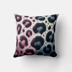 Rosa & Blaue Leopardenfell-Tierdruckpunkte Kissen