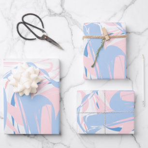 Rosa blaue Marmorplatte Abstraktes Baby wirbeln  Geschenkpapier Set
