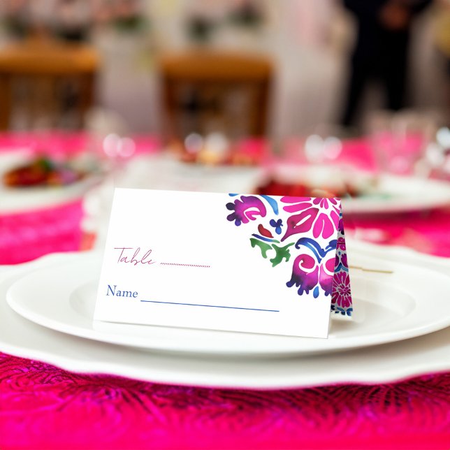 Rosa blaue mexikanische Fliesen - Name der Hochzei Platzkarte (Pink blue Mexican tiles wedding name and table Place Cards personalized table decor name cards)