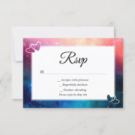 Rosa & blaue Nebula Herz-Rsvp-Karte RSVP Karte