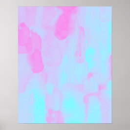 Rosa blaue Neon Abstrakte Aquarellmalerei Poster