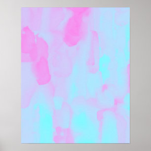 Rosa blaue Neon Abstrakte Aquarellmalerei Poster